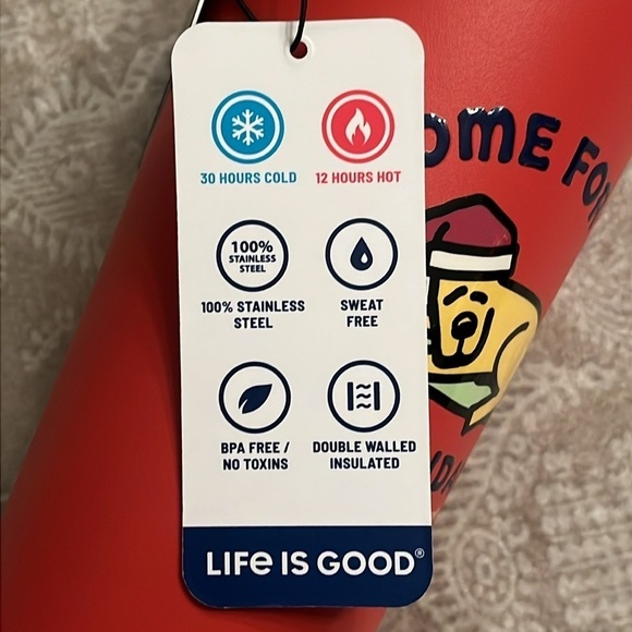 Brand New Life is Good Home for the Pawildays Red Christmas Tumbler Dog Thermos - Picture 13 of 14